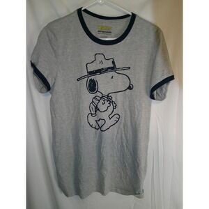 Aeropostale Peanuts‎ Snoopy Graphic Tee Ringer T-Shirt Top Short Sleeve S
